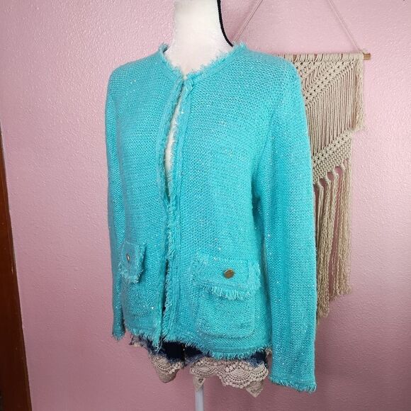 Sioni | Fringe Cardigan Sweater Medium - Picture 1 of 8